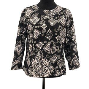 Coldwater‎ Creek Jacket Women 12 Cotton 2 Tone Floral Button Artsy Boho Light